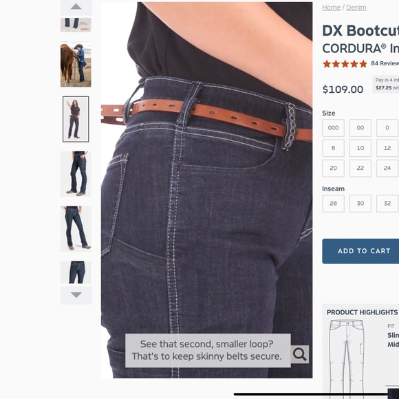 Dovetail Workwear DX Bootcut Cordura Indigo Denim Work Jeans TALL - Picture 8 of 11